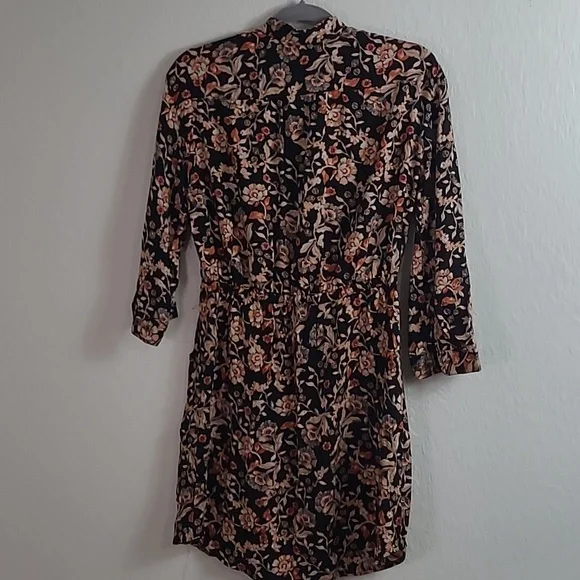 Angie Black and Tan Floral Dress Mini Size Small - Picture 7 of 8